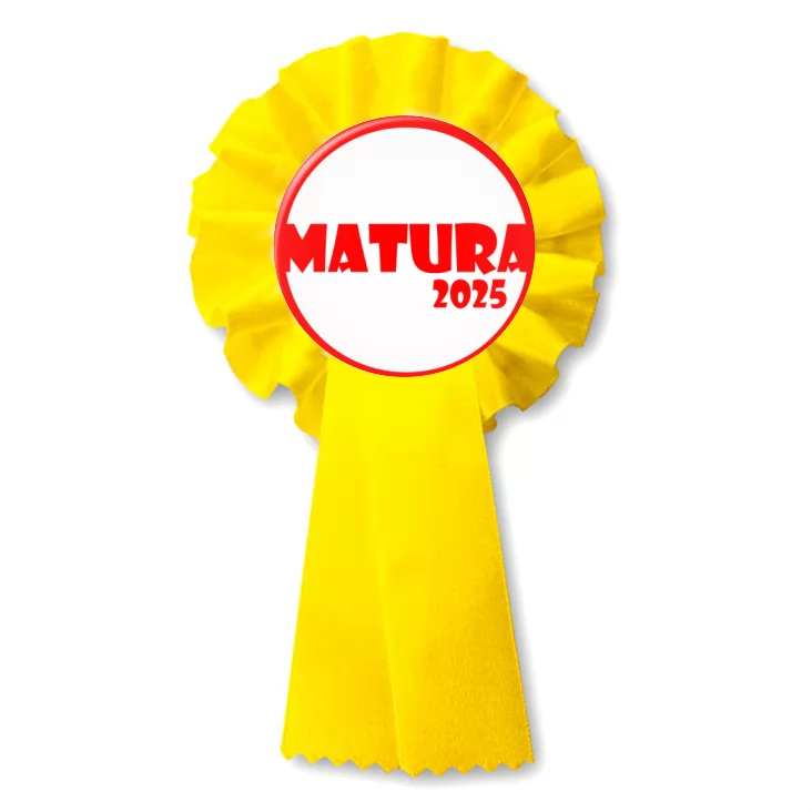 przypinka kotylion Matura czerwony napis