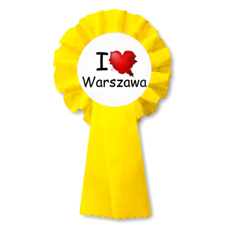 przypinka kotylion I love Warszawa