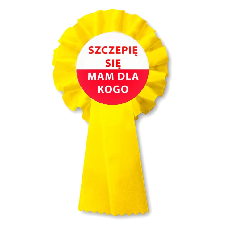 przypinka kotylion Szczepię się. Mam dla kogo