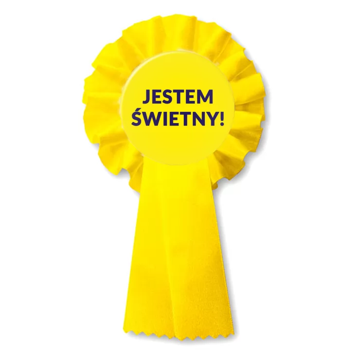 przypinka kotylion Jestem Świetny!