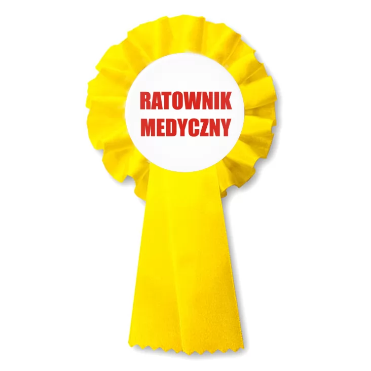 przypinka kotylion Ratownik Medyczny czerwony napis
