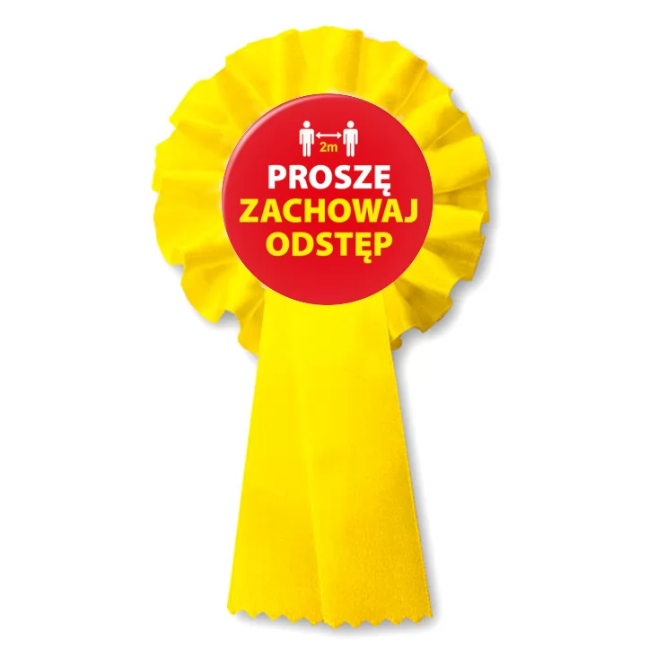 przypinka kotylion Zachowaj odstęp proszę
