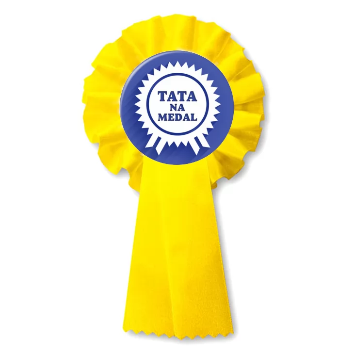 przypinka kotylion Tata na medal z rozetą