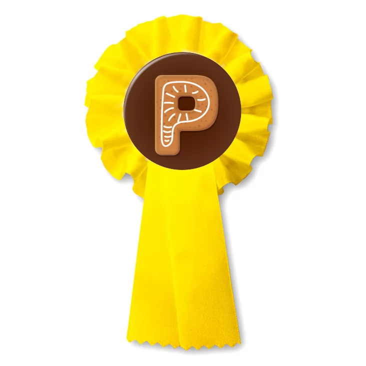 przypinka kotylion Piernikowa litera P