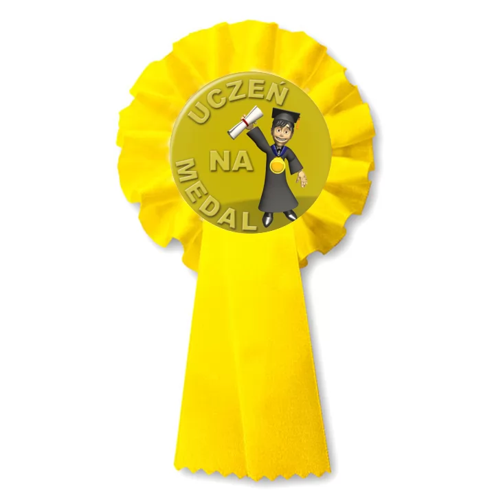 przypinka kotylion Uczeń na medal z dyplomem