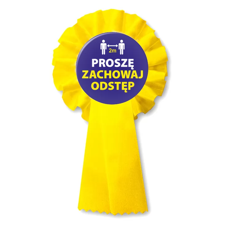 przypinka kotylion Proszę zachowaj odstęp
