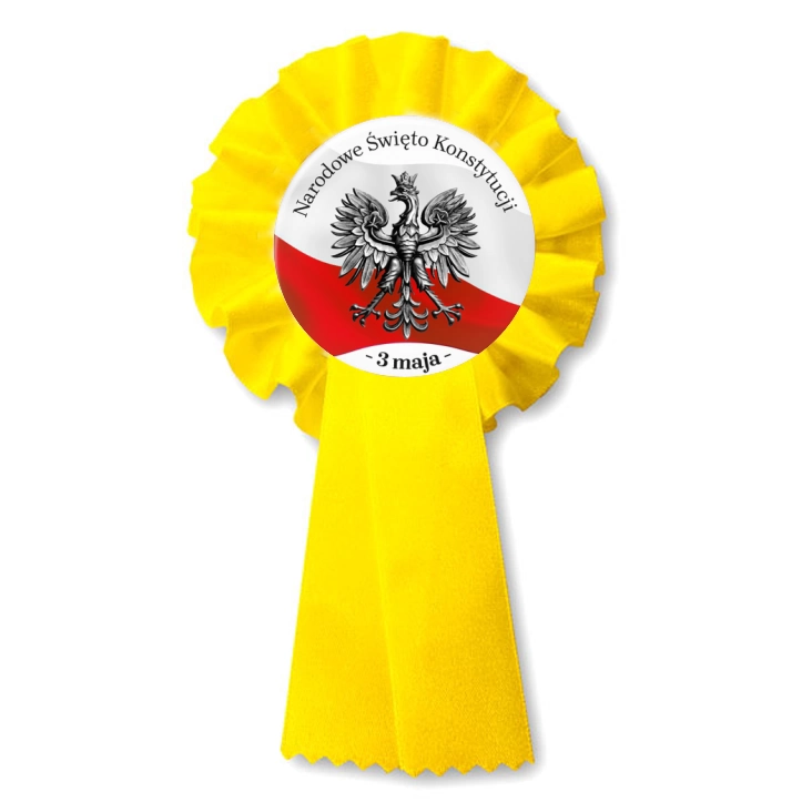 przypinka kotylion Narodowe Święto Konstytucji z srebrnym godłem 3 maja
