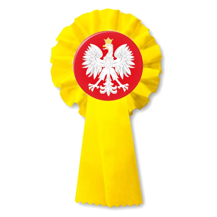 przypinka kotylion Orzeł na czerwonym tle