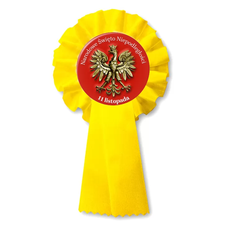 przypinka kotylion Narodowe Święto Niepodległości złoty orzeł na czerwonym polu