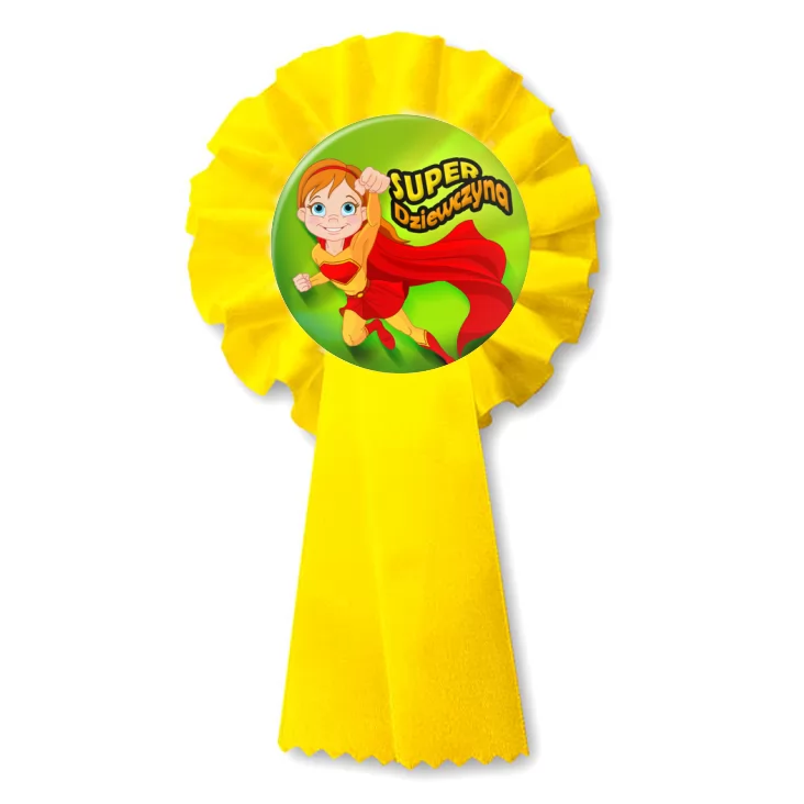 przypinka kotylion Super Dziewczyna Supermanka na zielonym tle