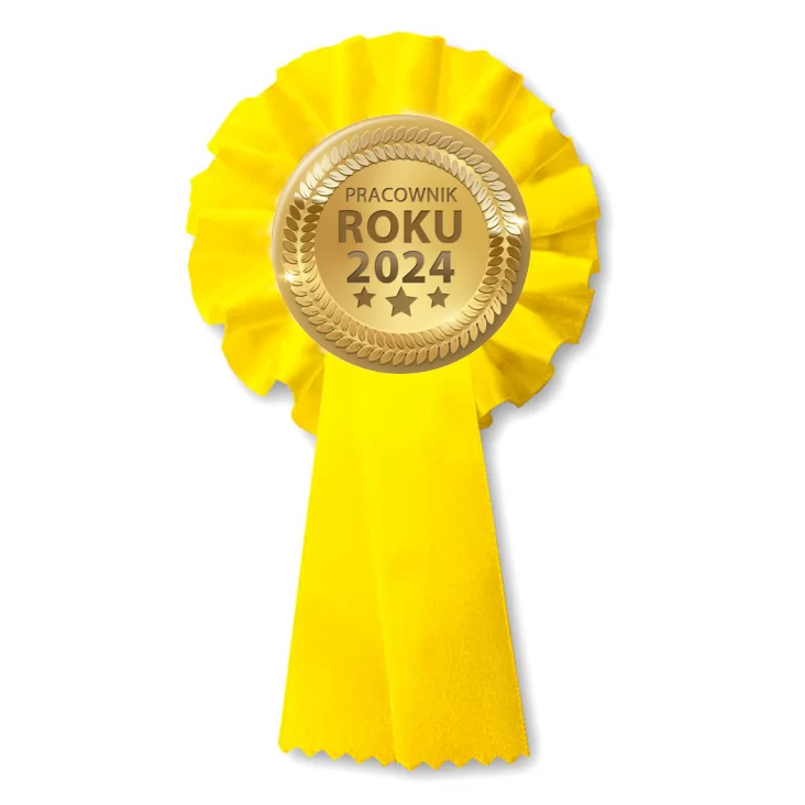 przypinka kotylion Złoty medal pracownik roku