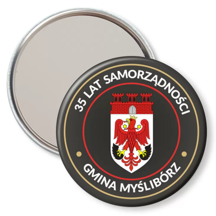 przypinka lusterko 35 lat samorządności Gminy Myślibórz