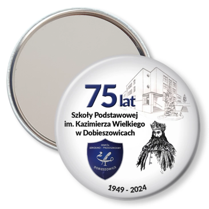 przypinka lusterko 75 lat SP w Dobieszowicach