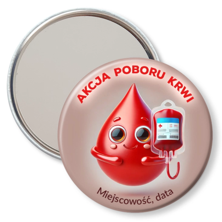 przypinka lusterko Akcja poboru krwi