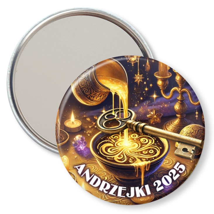 przypinka lusterko Andrzejki lanie woskiem