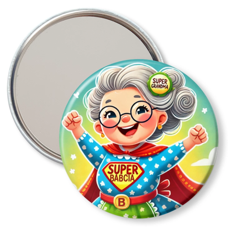 przypinka lusterko Babcia superbohaterka