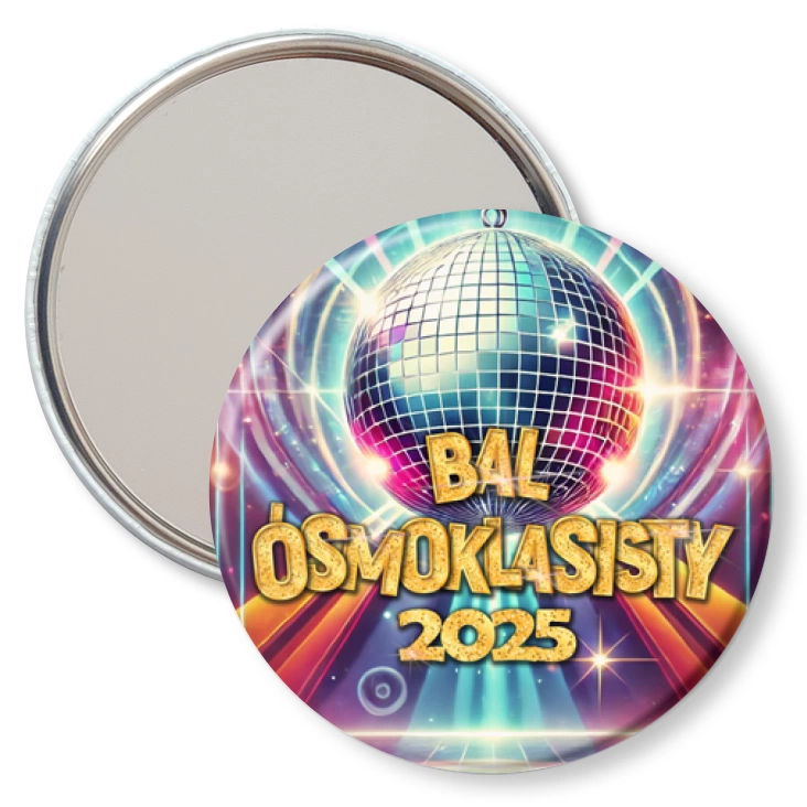 przypinka lusterko Bal ósmych klas z kulą i sceną disco