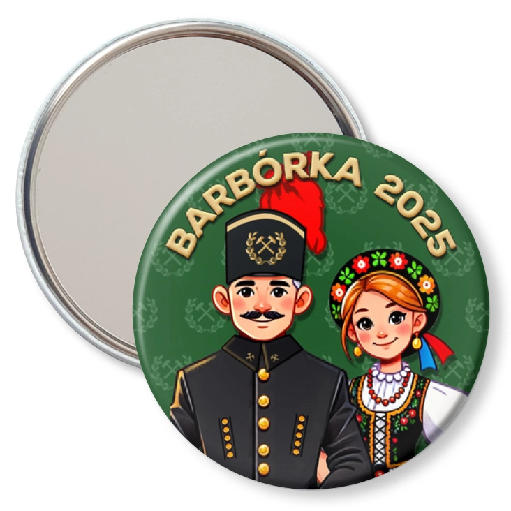 przypinka lusterko Barbórka górnik w mundurze górniczym
