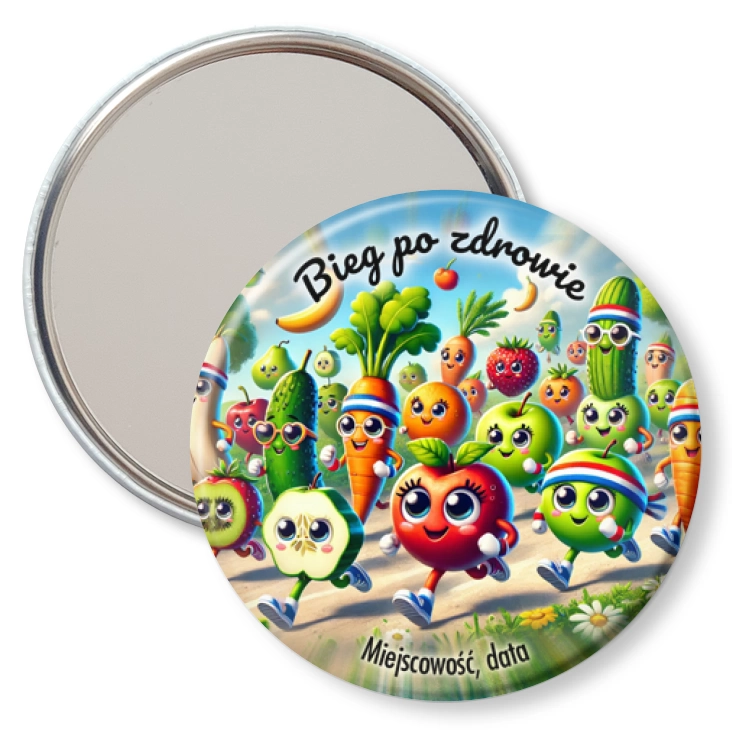 przypinka lusterko Bieg po zdrowie wegański