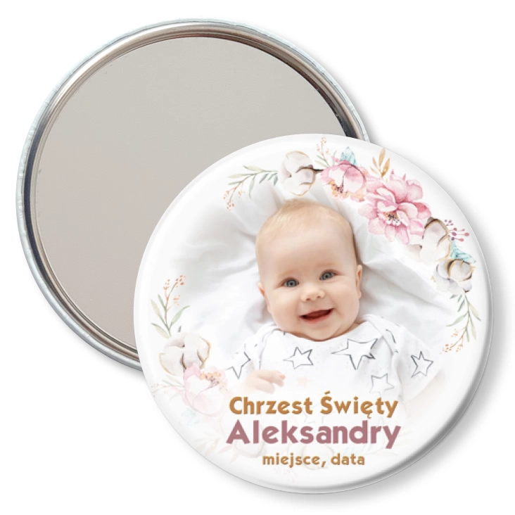 przypinka lusterko Chrzest Święty Imienny