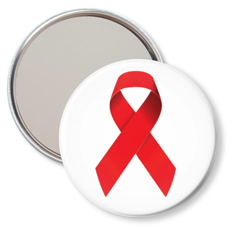 przypinka lusterko Czerwona wstążka symbol walki z AIDS