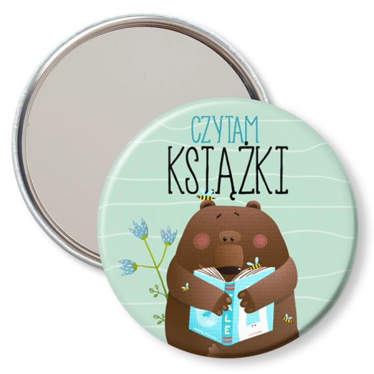 przypinka lusterko Czytam książki niedźwiadek