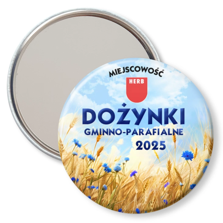 przypinka lusterko Dożynki zboże i chabry