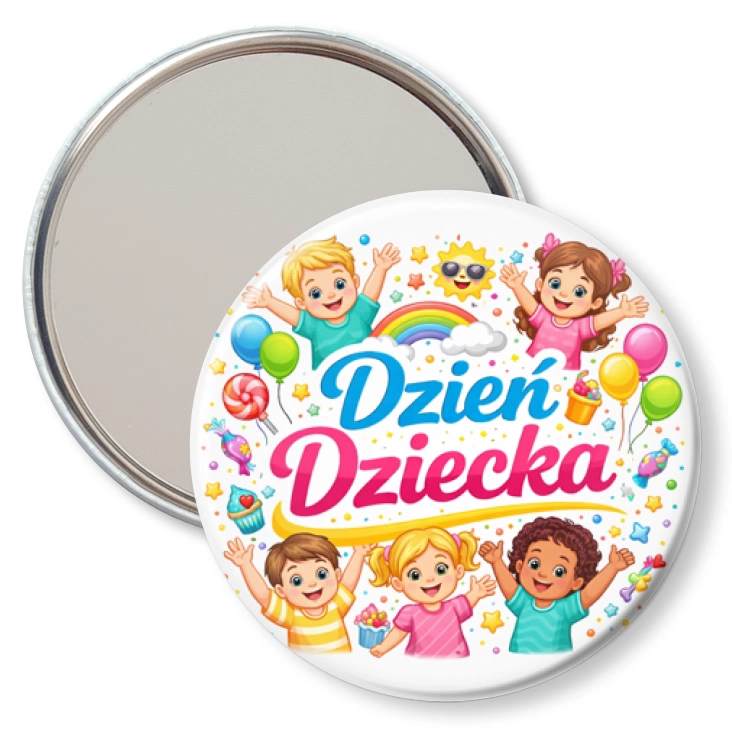 przypinka lusterko Dzień Dziecka baloniki i tęcza