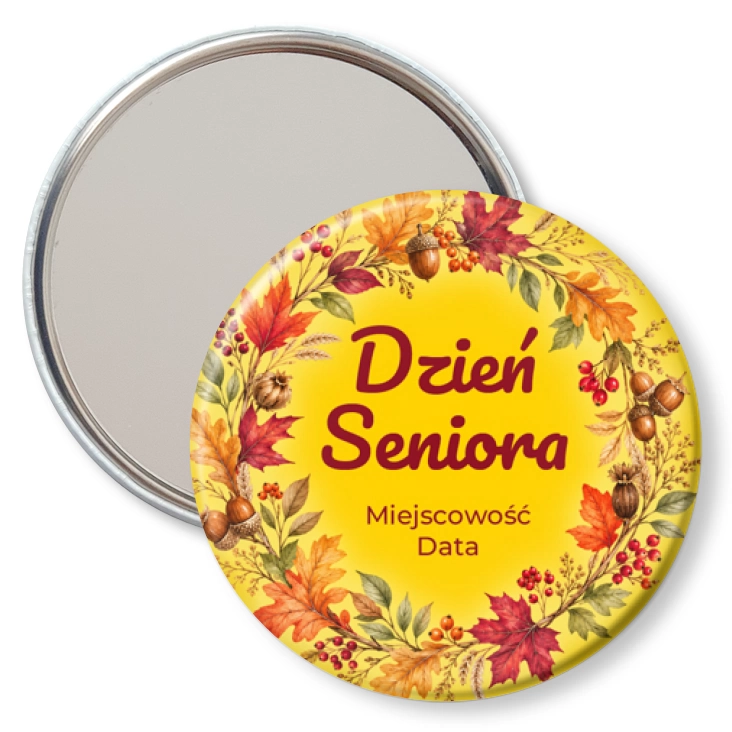 przypinka lusterko Dzień Seniora jesienny wieniec