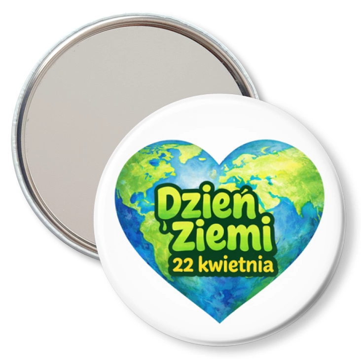 przypinka lusterko Dzień Ziemi - globa jak serce