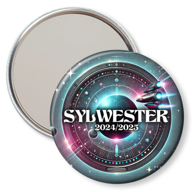 przypinka lusterko Impreza sylwestrowa w stylu science-fiction