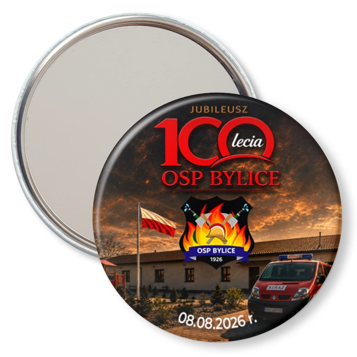 przypinka lusterko Jubileusz 100-lecia OSP Bylice