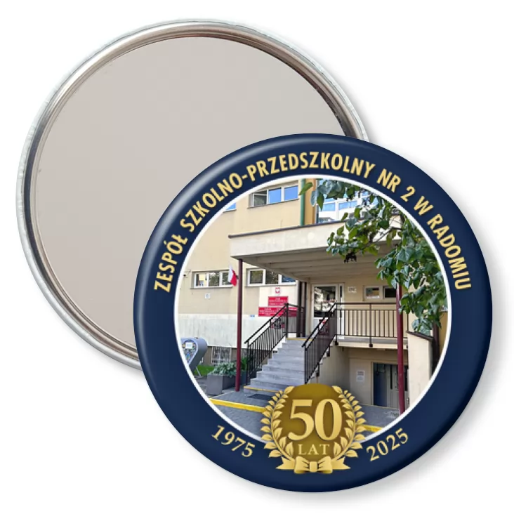 przypinka lusterko Jubileusz 50 lat ZSP nr 2 w Radomiu