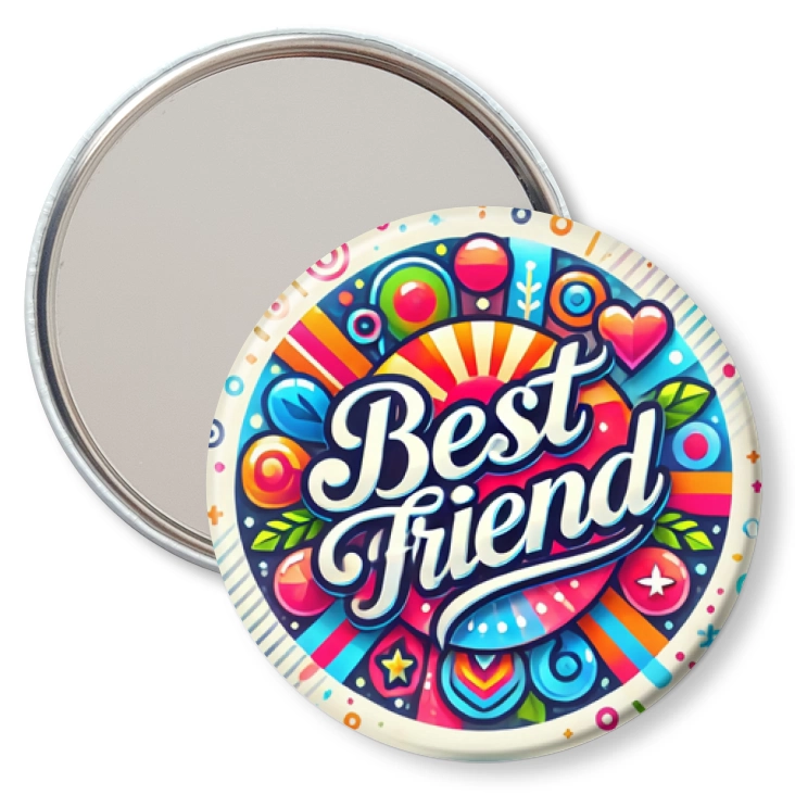 przypinka lusterko Kolorowy napis Best Friend