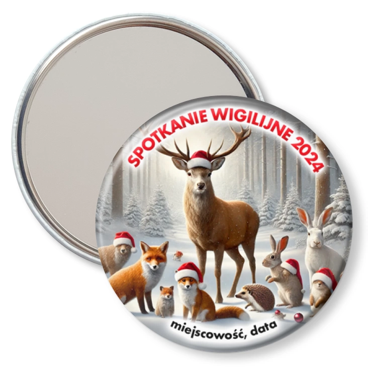 przypinka lusterko Leśne spotkanie wigilijne