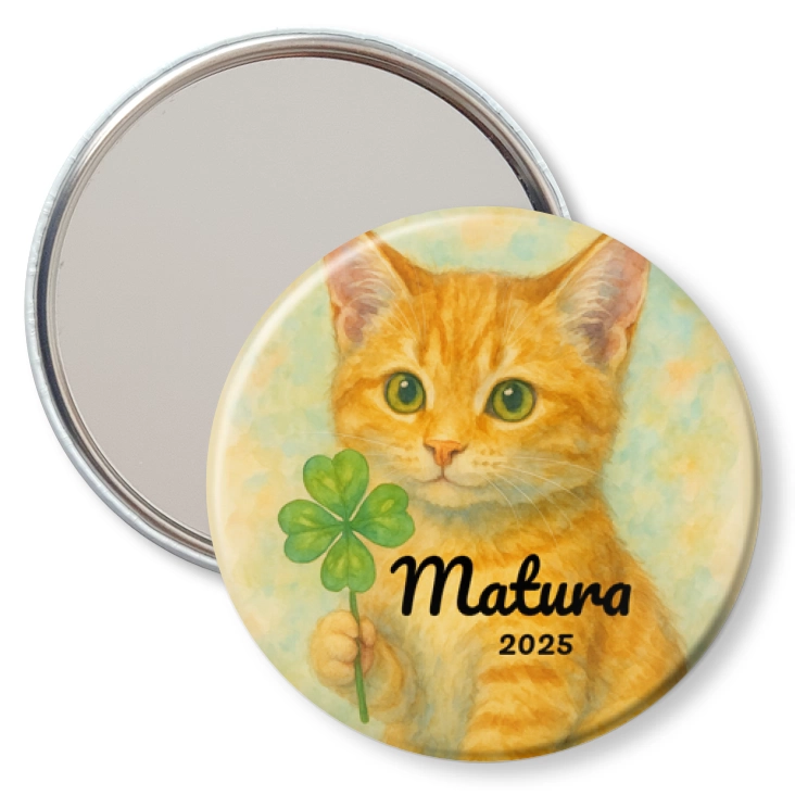 przypinka lusterko Matura z z rudym kotem