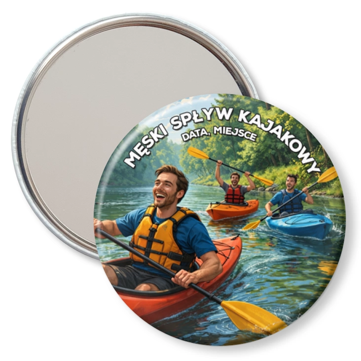 przypinka lusterko Męski spływ kajakowy