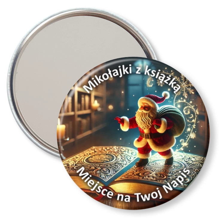 przypinka lusterko Mikołajki z książką