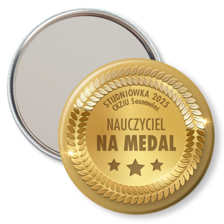 przypinka lusterko Nauczyciel na medal Studniówka CKZiU Sosnowiec