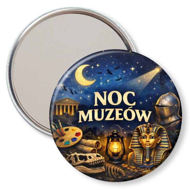 przypinka lusterko Noc Muzeów - Kleopatra i zbroja