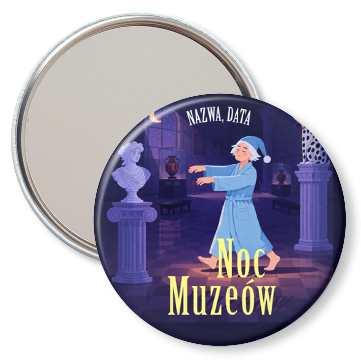przypinka lusterko Noc muzeów Lunatyk w muzeum