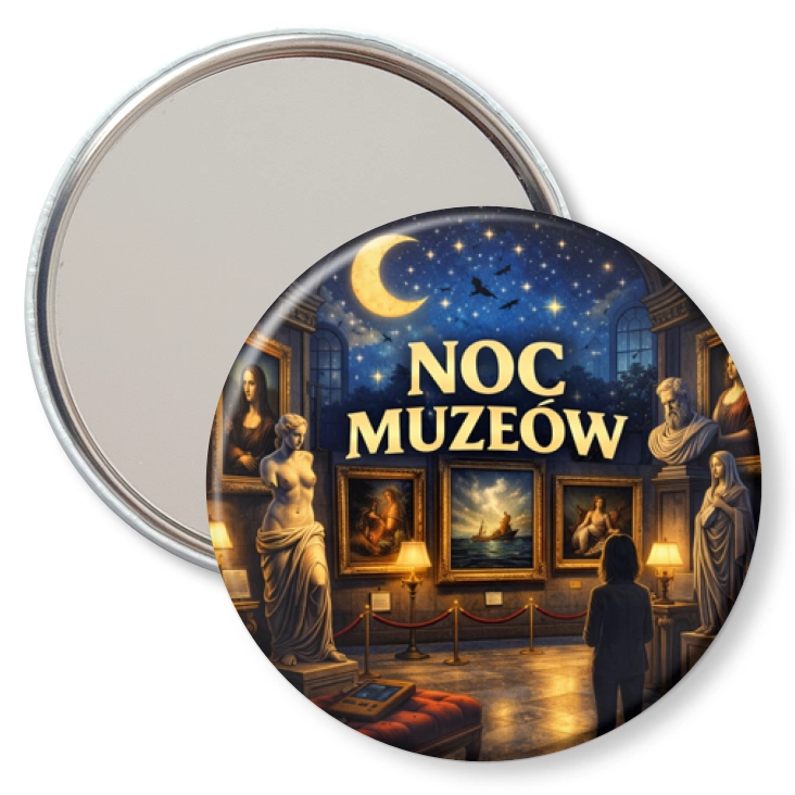 przypinka lusterko Noc Muzeów - rzeźba i malarstwo
