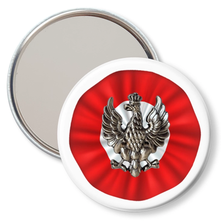 przypinka lusterko Orzełek historyczny biało-czerwona kokarda