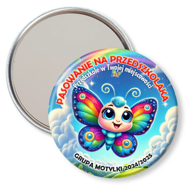 przypinka lusterko Pasowanie na przedszkolaka grupa Motylki