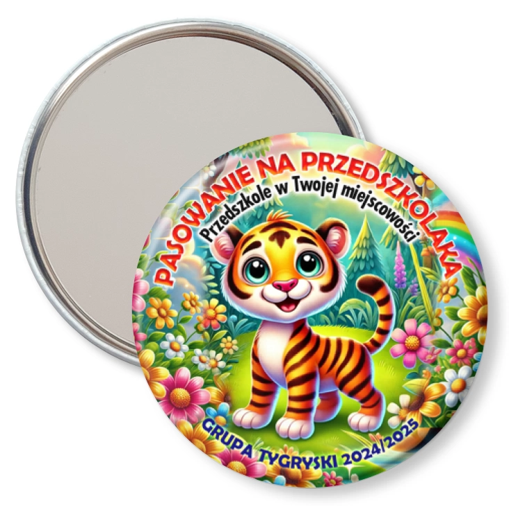 przypinka lusterko Pasowanie na przedszkolaka grupa Tygryski