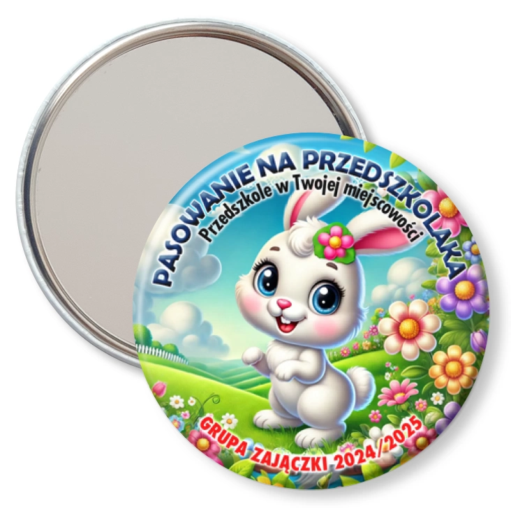 przypinka lusterko Pasowanie na przedszkolaka grupa Zajączki
