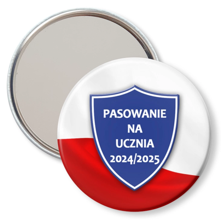 przypinka lusterko Pasowanie na ucznia Tarcza
