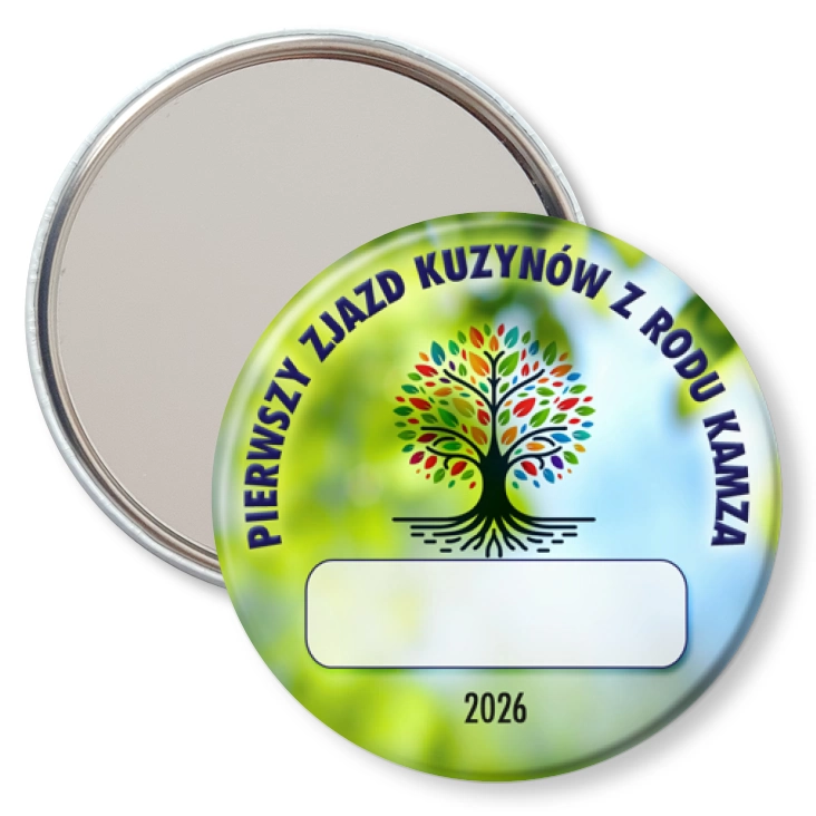 przypinka lusterko Pierwszy zjazd kuzynów z rodu Kamza Komorowo 2026