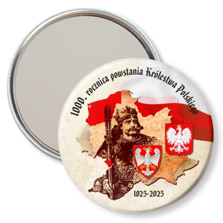 przypinka lusterko 1000. rocznica powstania Królestwa Polskiego historyczna mapa