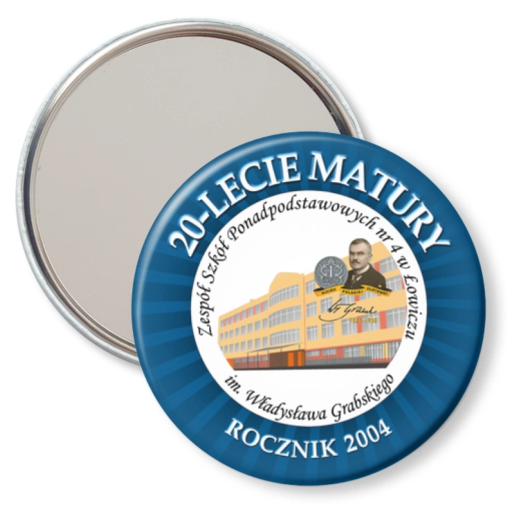 przypinka lusterko 20-lecie matury ZSP nr 4 w Łowiczu
